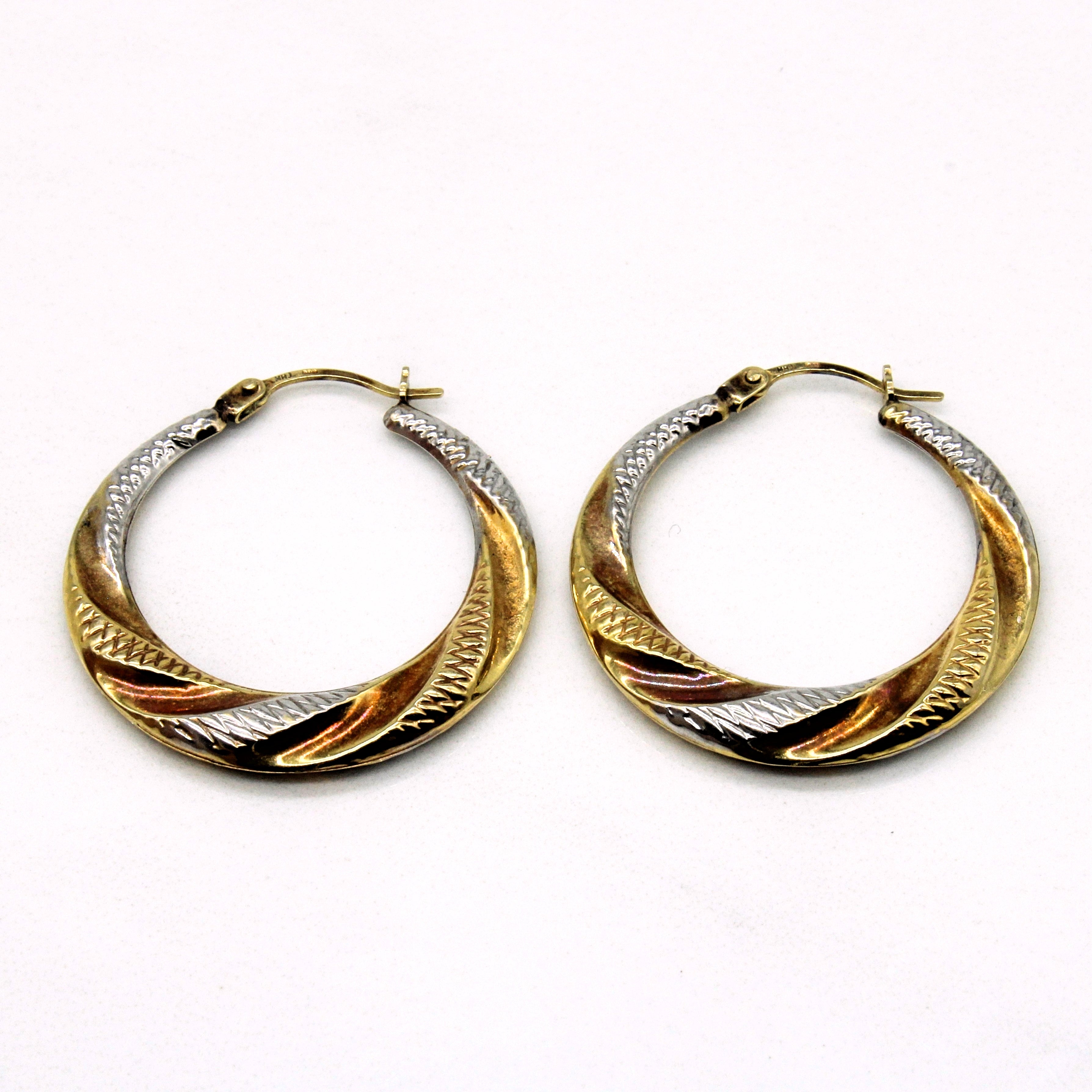 Tri Tone Gold Hoop Earrings |