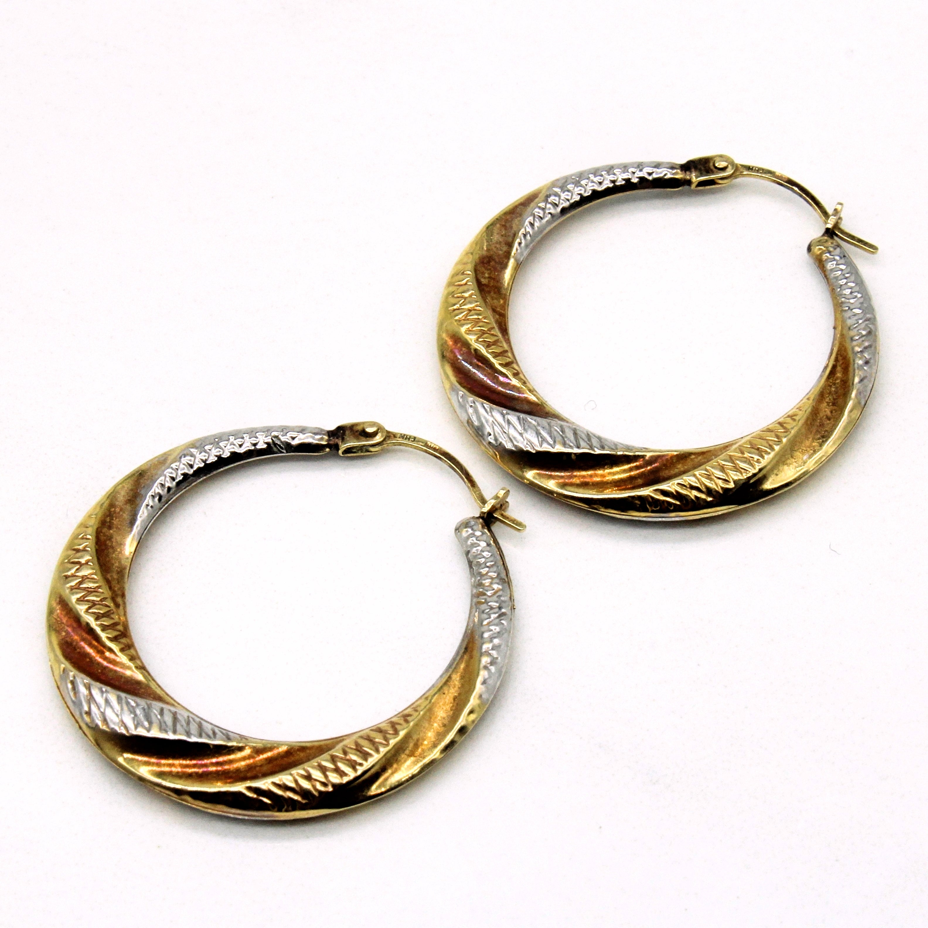 Tri Tone Gold Hoop Earrings |