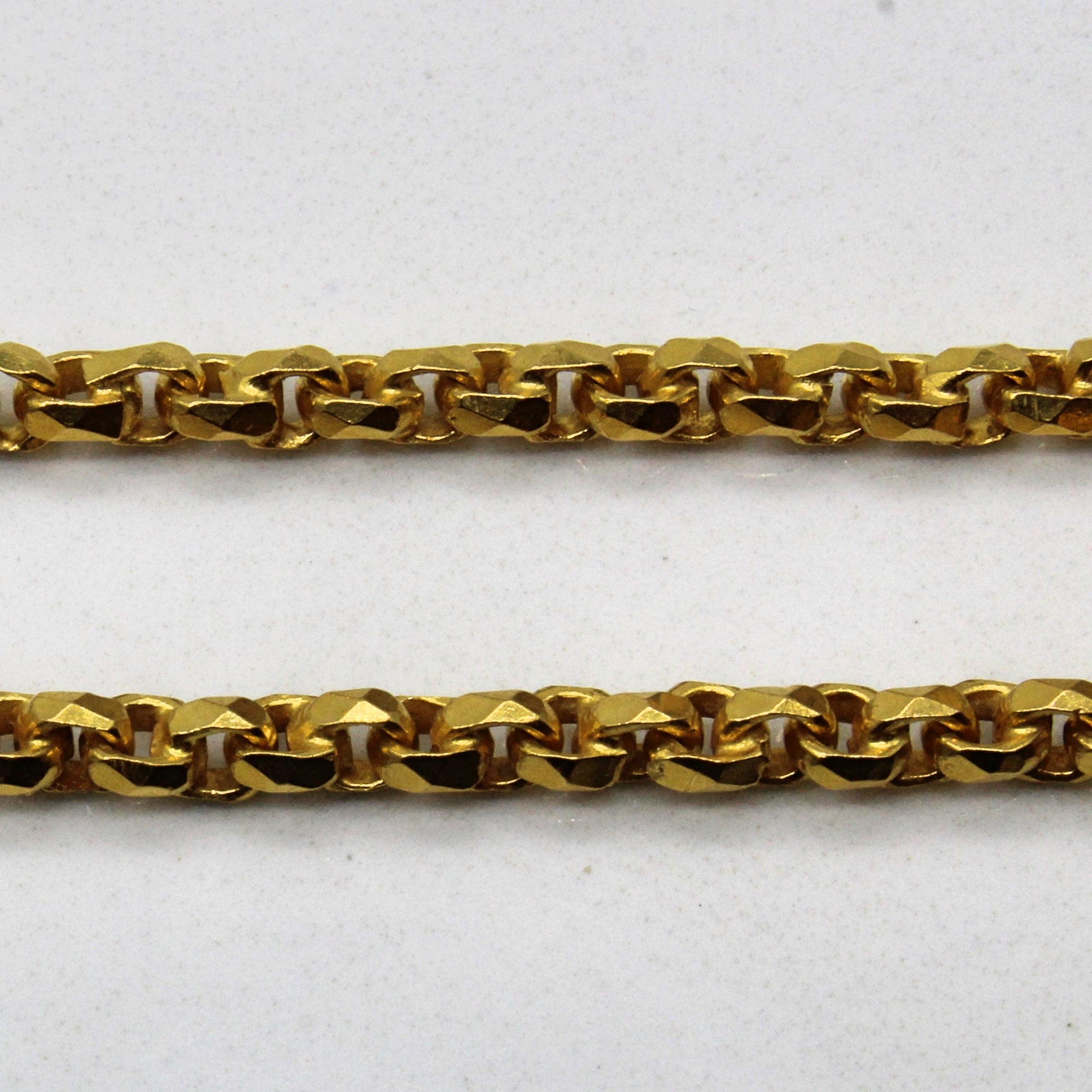 22k Yellow Gold Faceted Box Chain | 22