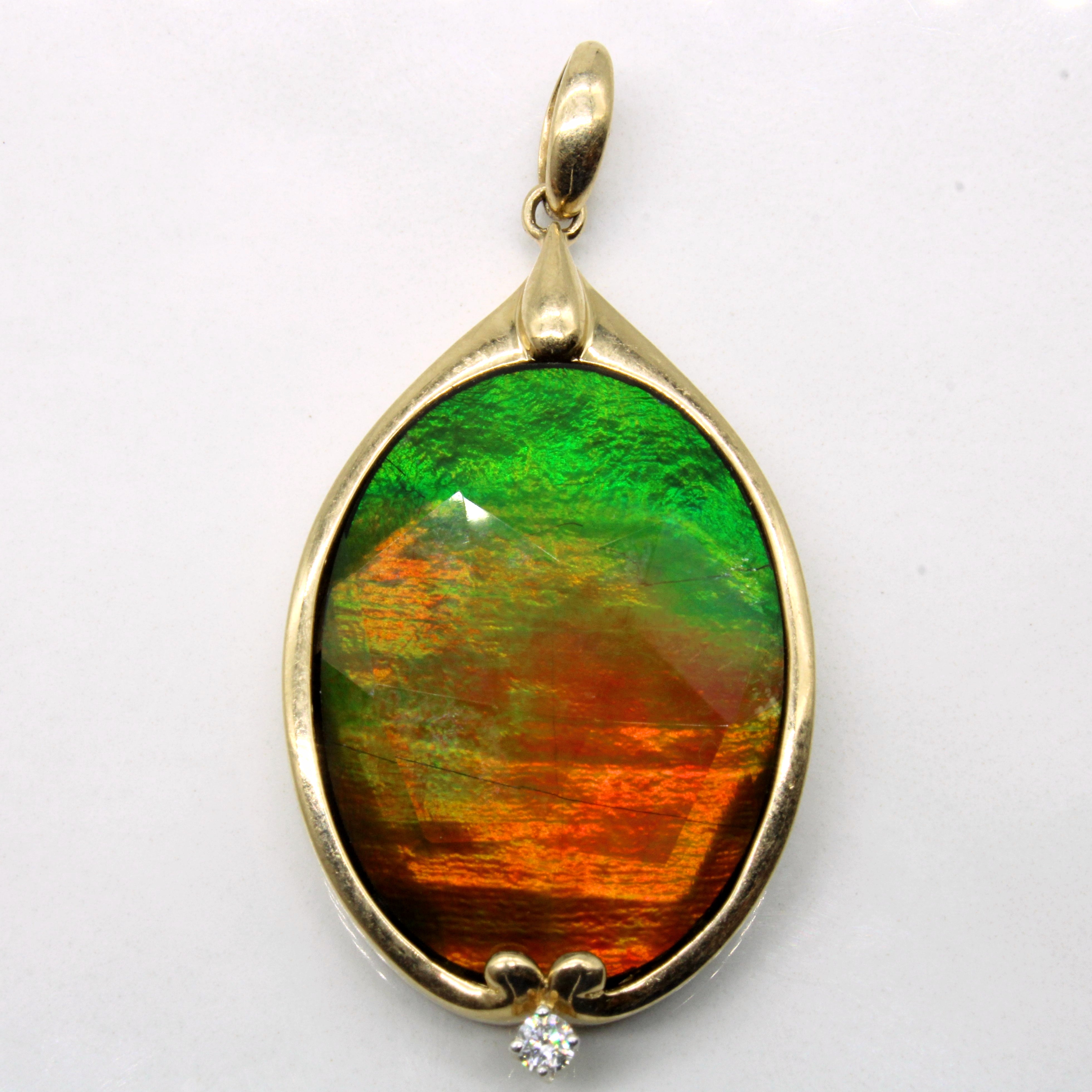 Pendentif grand format en ammolite et diamants | 18,00 ct, 0,04 ct | 