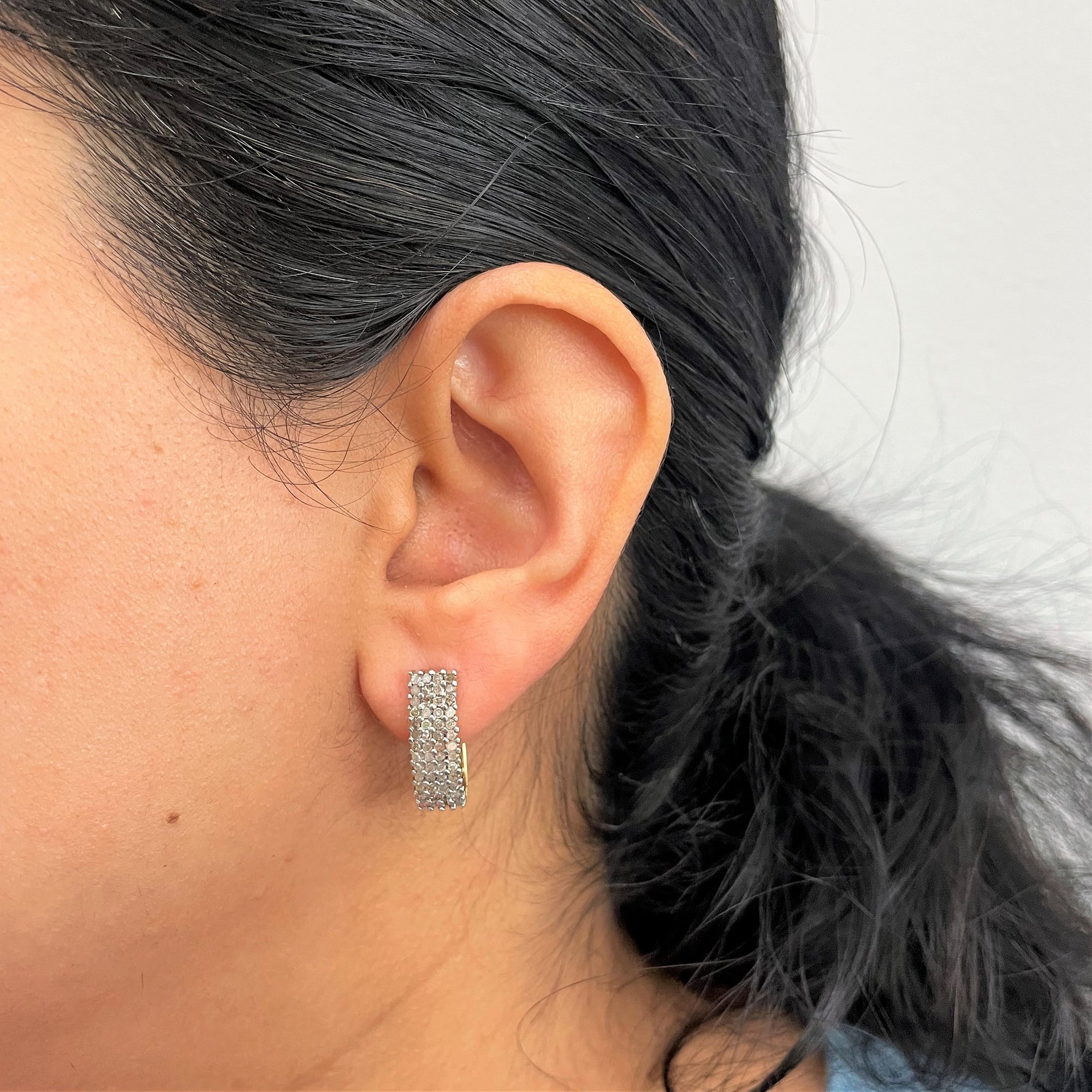 Cluster Set Diamond Huggie Earrings | 0.52ctw |