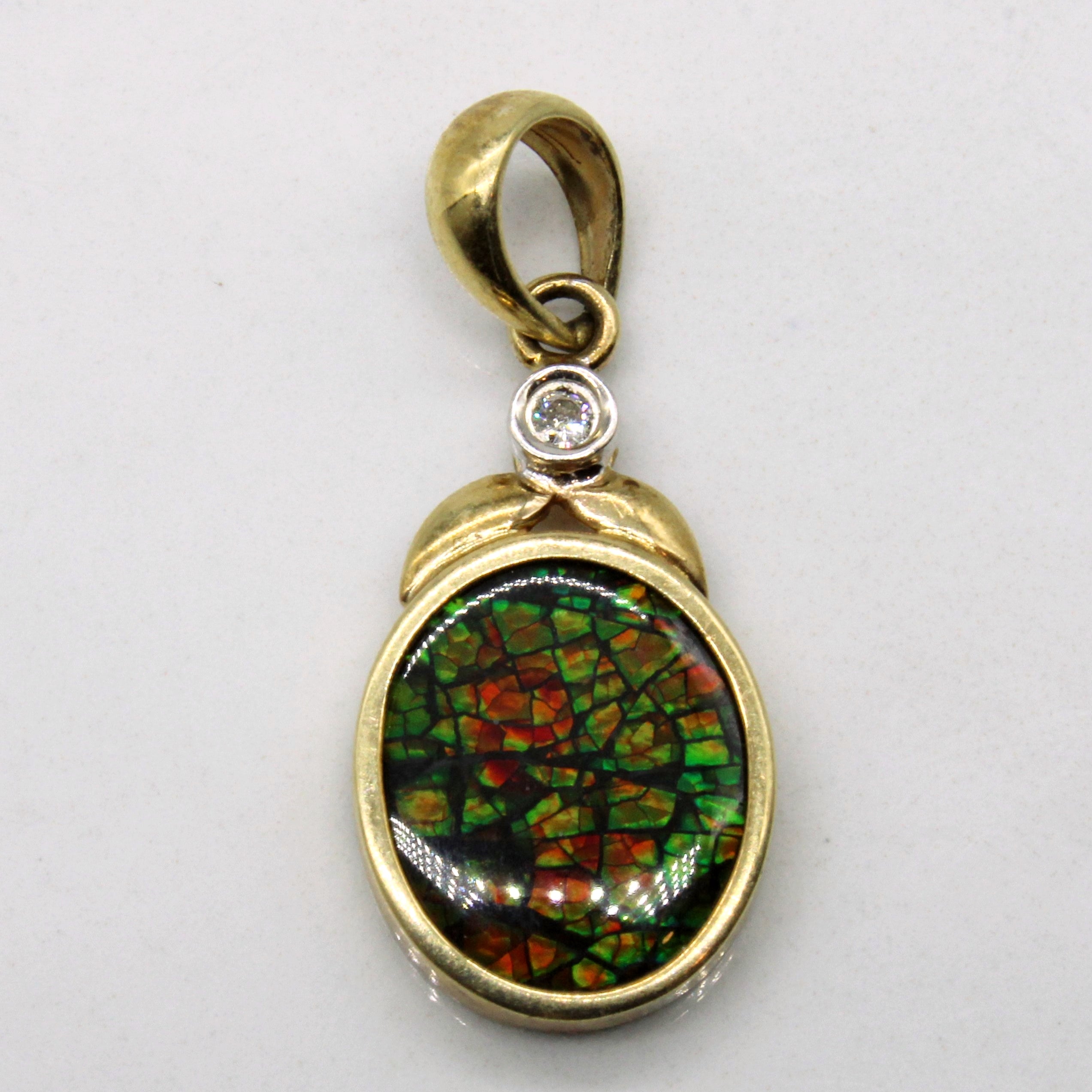 Ammolite & Diamond Pendant | 1.50ct, 0.02ct |