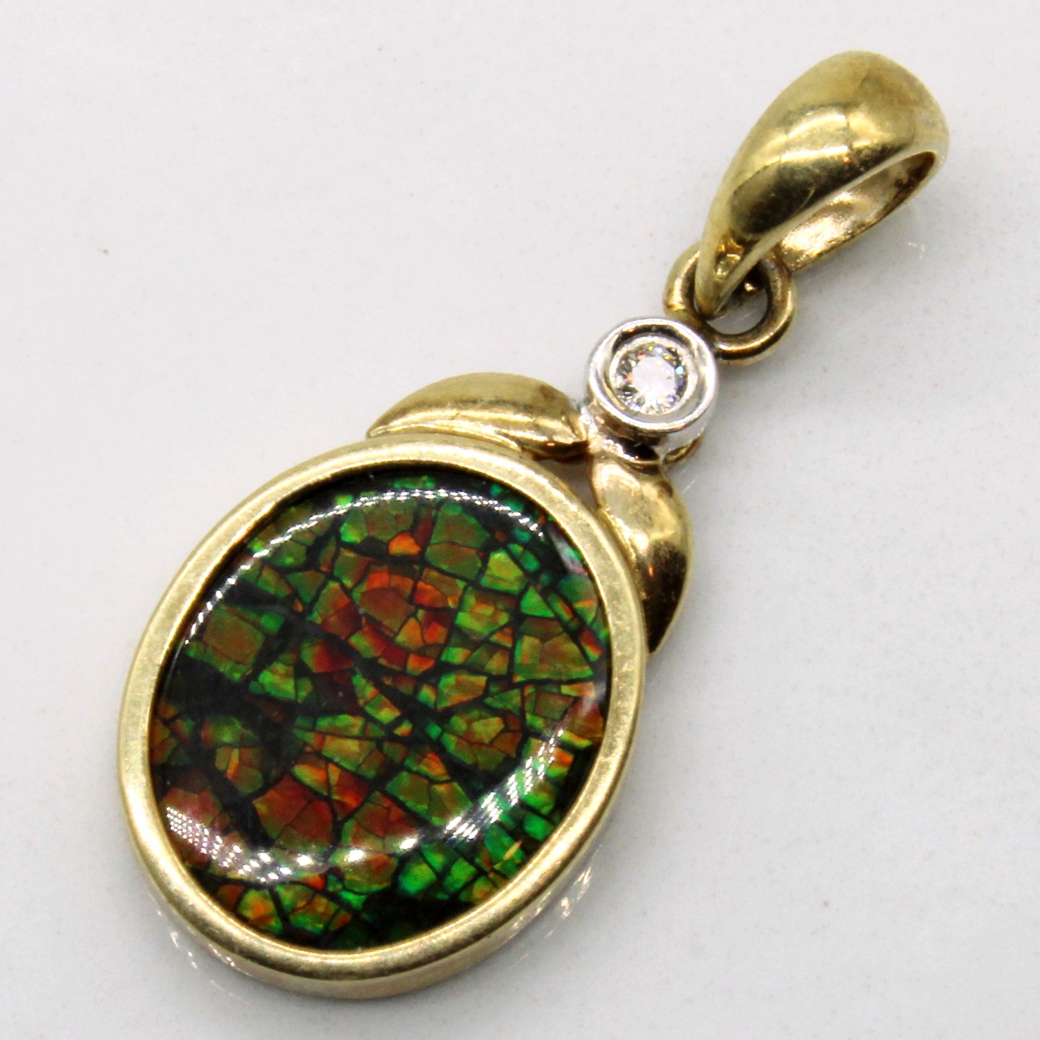 Ammolite & Diamond Pendant | 1.50ct, 0.02ct |