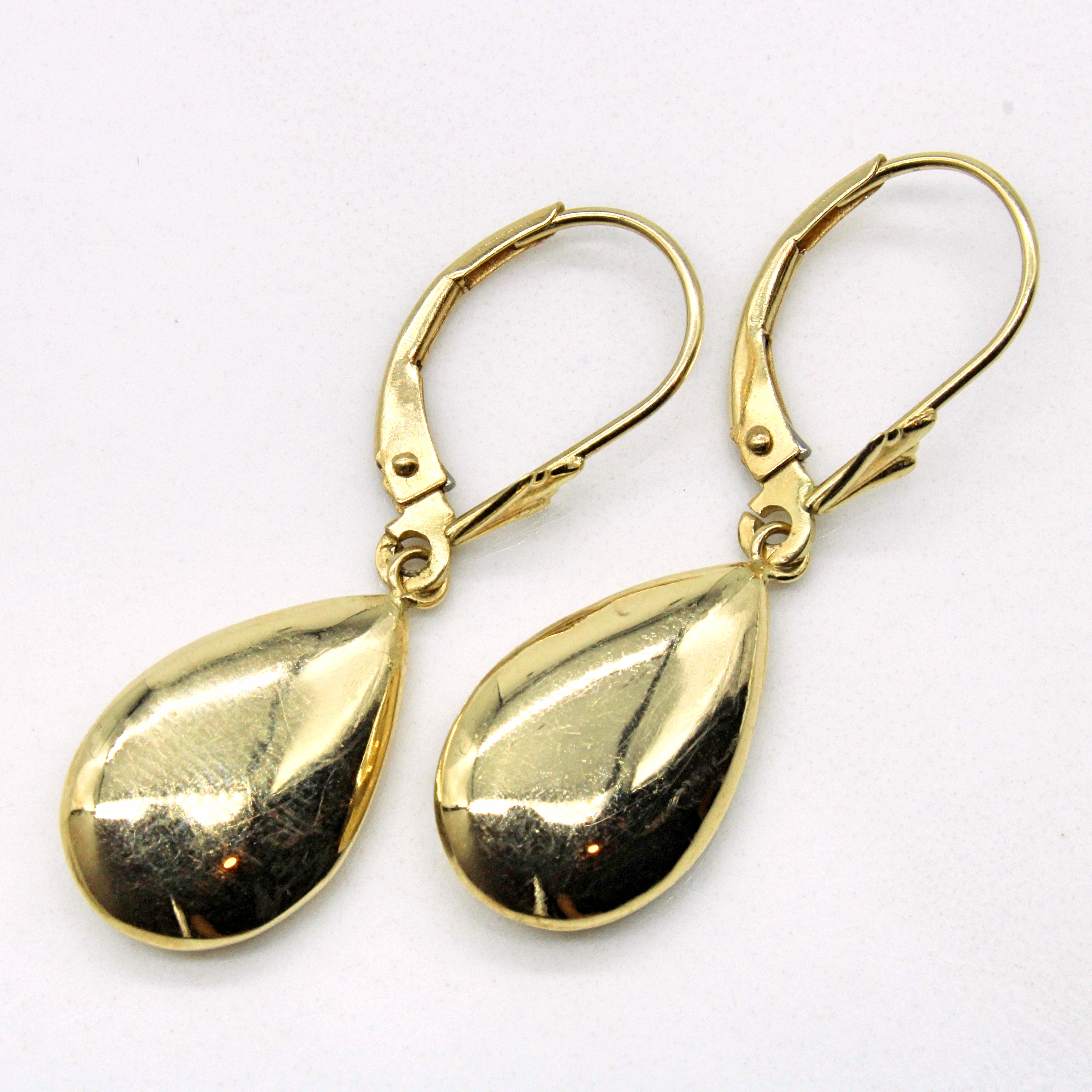 Yellow Gold Tear Drop Earrings |