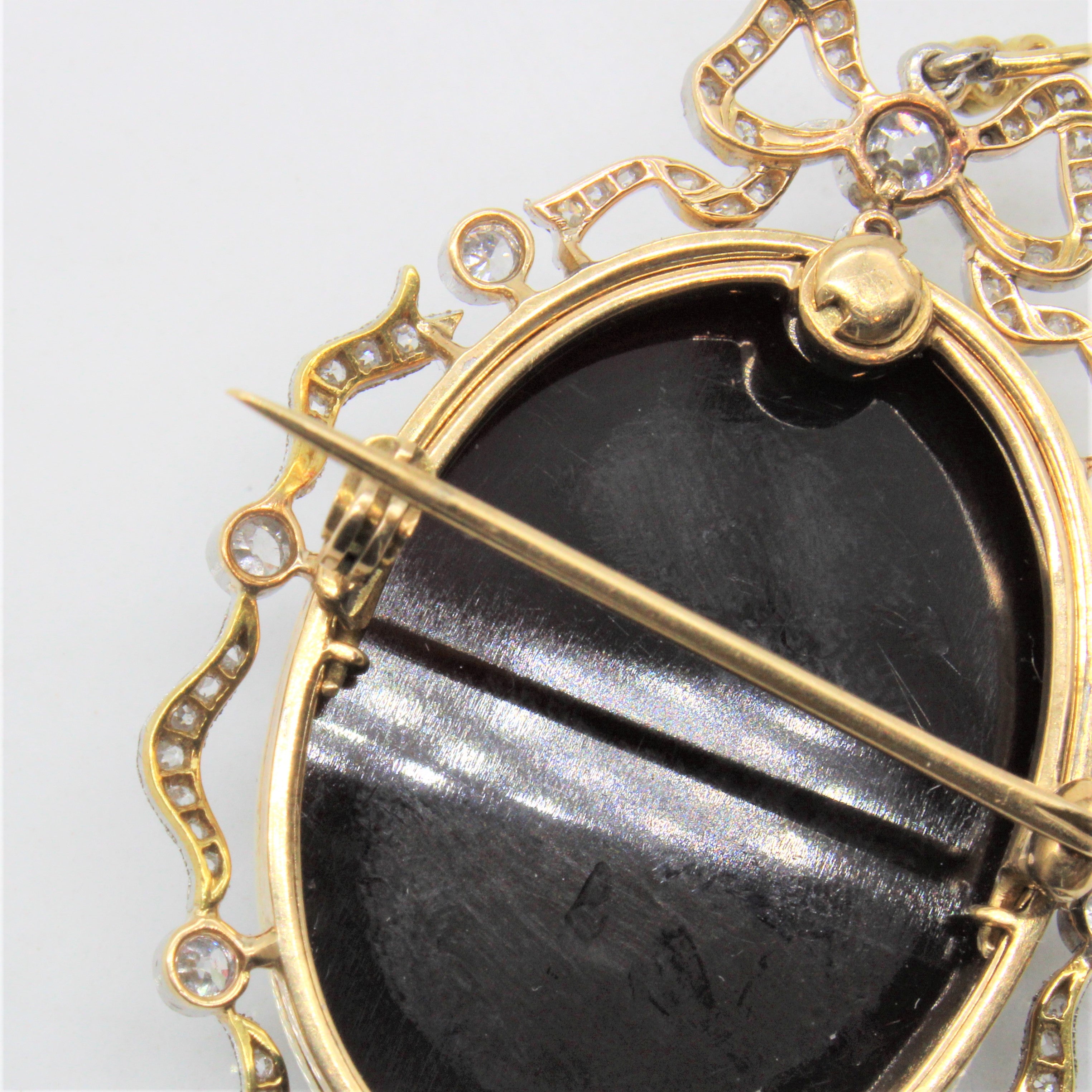 Edwardian Onyx & Diamond Brooch | 1.10ctw |