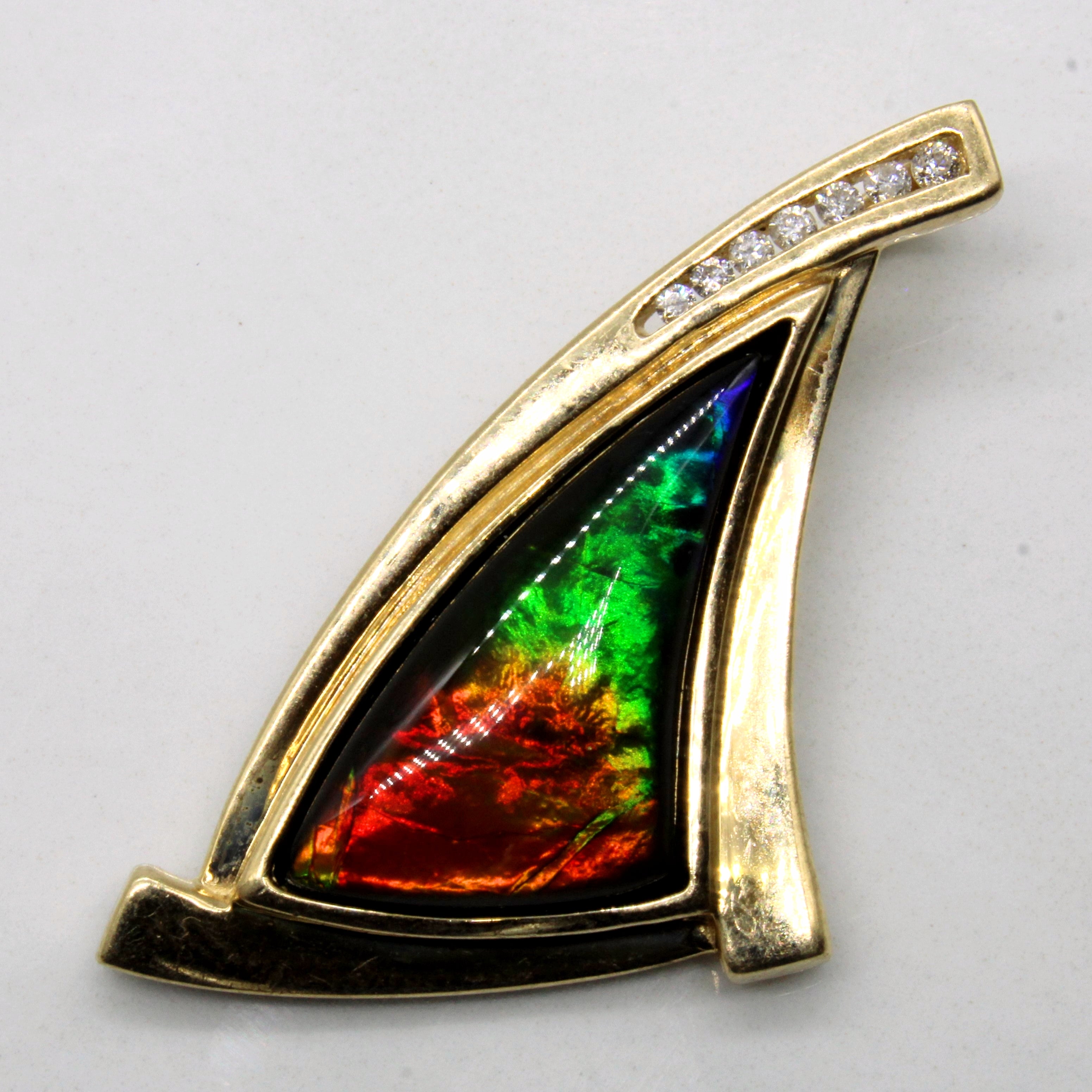 Ammolite & Diamond Abstract Pendant | 6.00ct, 0.07ctw |
