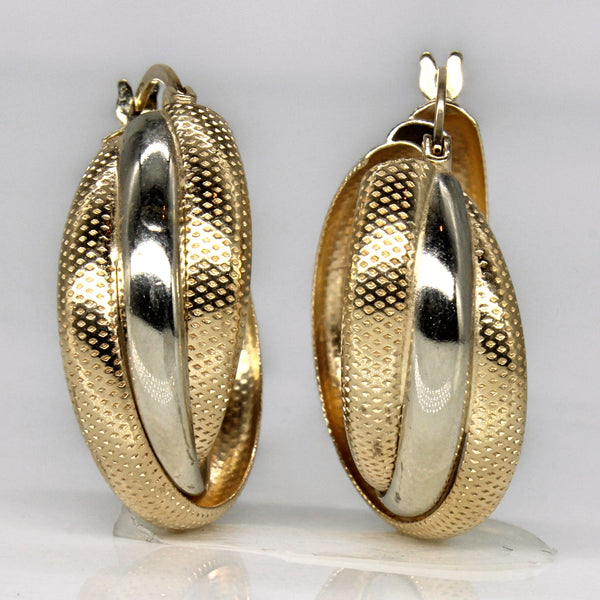 10k Two Tone Gold Hoop Earrings |