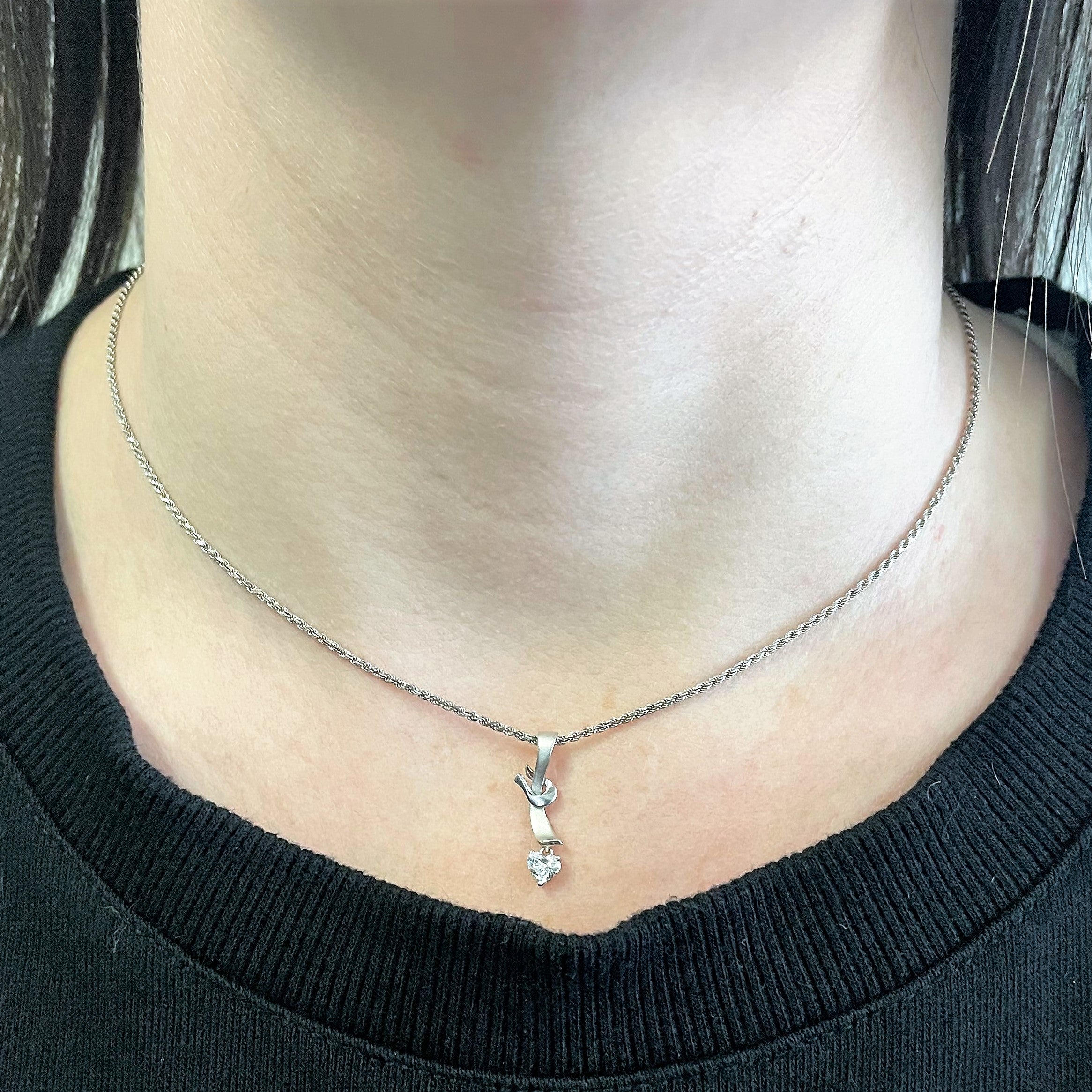 Heart Cut Diamond Drop Necklace | 0.22ct | 16" |