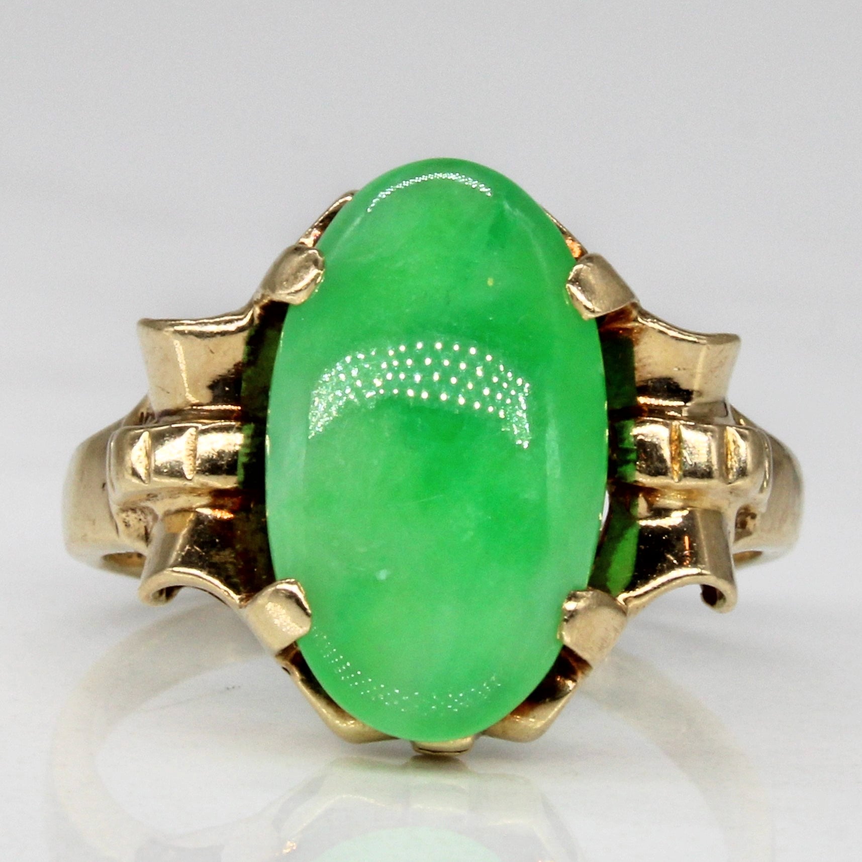 Ornate Jadeite Cocktail Ring | 2.95ct | SZ 5.25 |