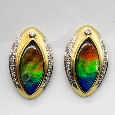 Ammolite & Diamond Earrings | 3.80ctw, 0.12ctw |
