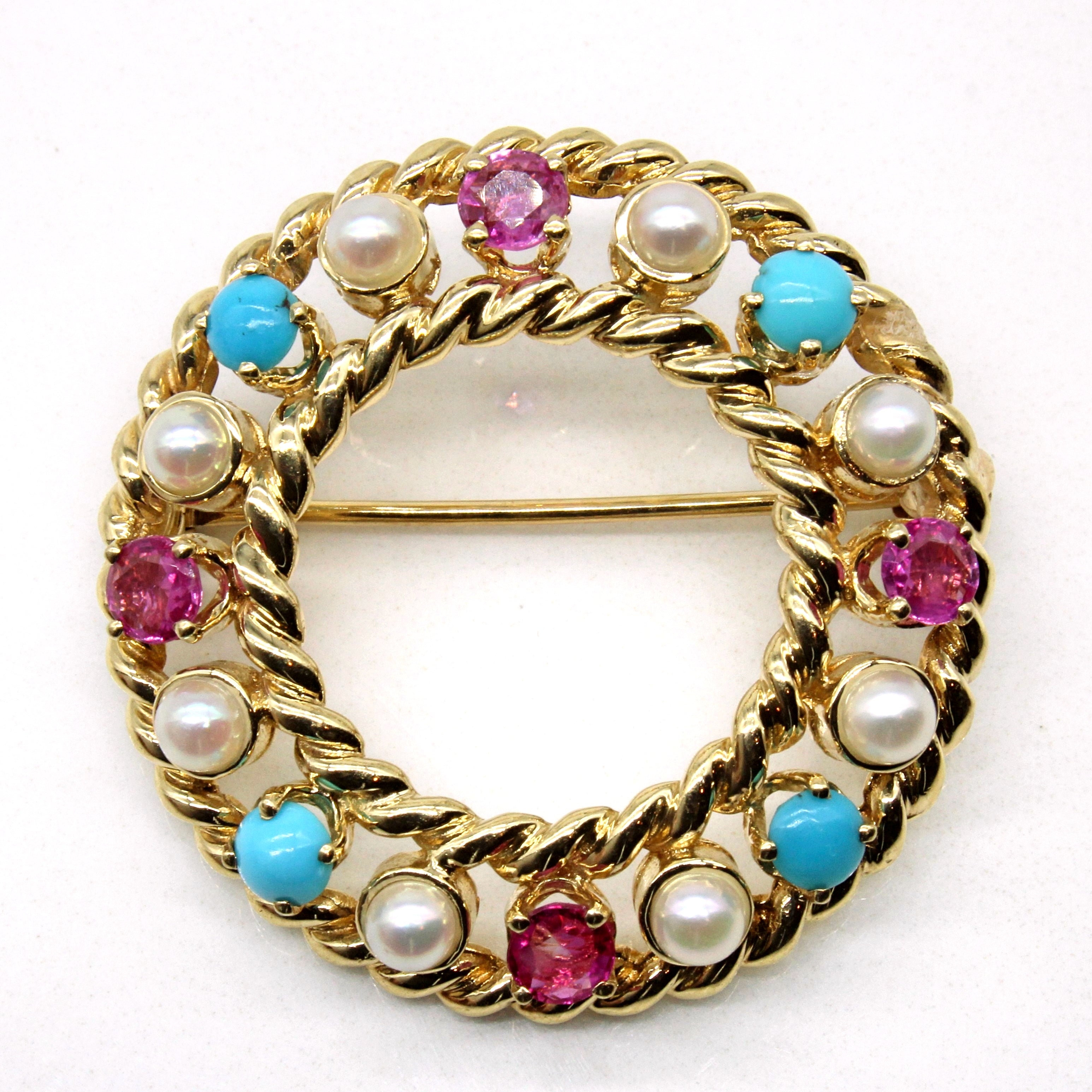 Multi Gem Wreath Brooch | 0.88ctw |