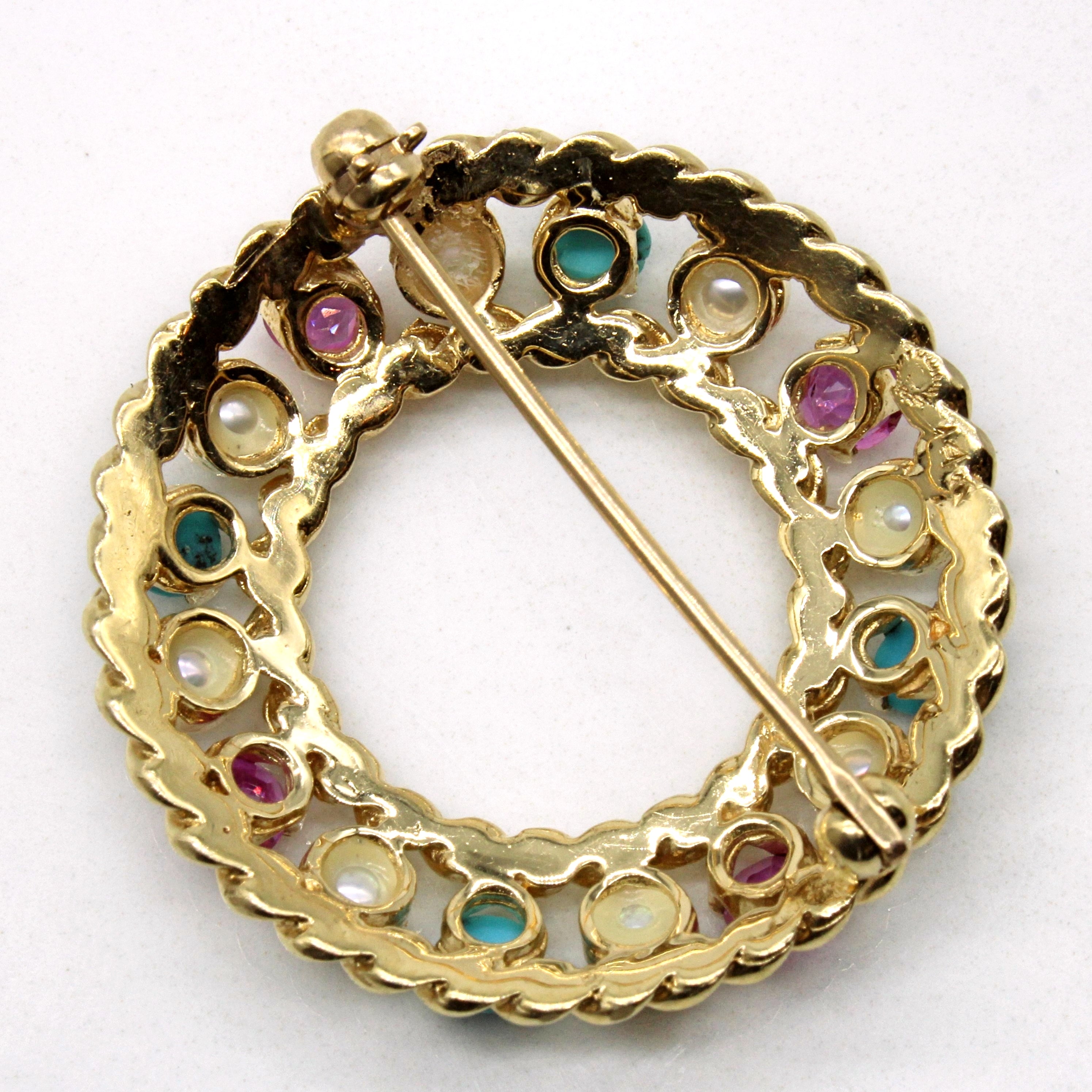 Multi Gem Wreath Brooch | 0.88ctw |