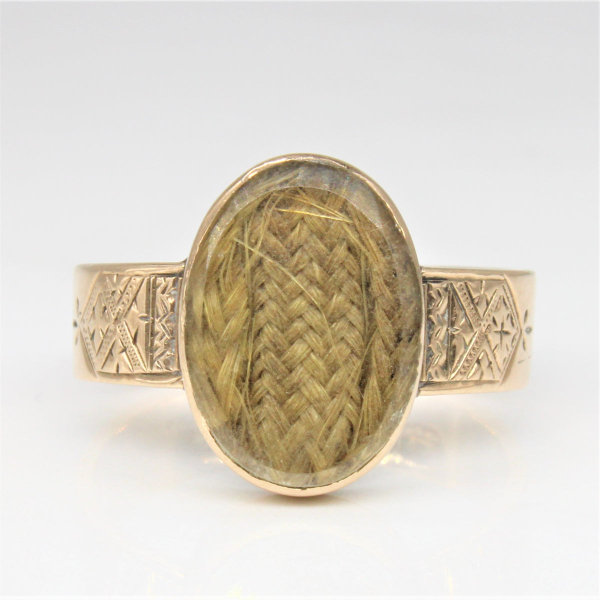Victorian Plaited Hair Mourning Ring | SZ 7.5