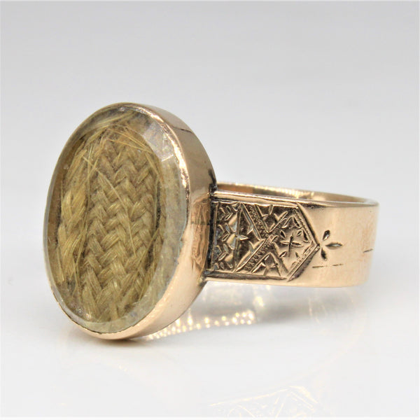 Victorian Plaited Hair Mourning Ring | SZ 7.5 |
