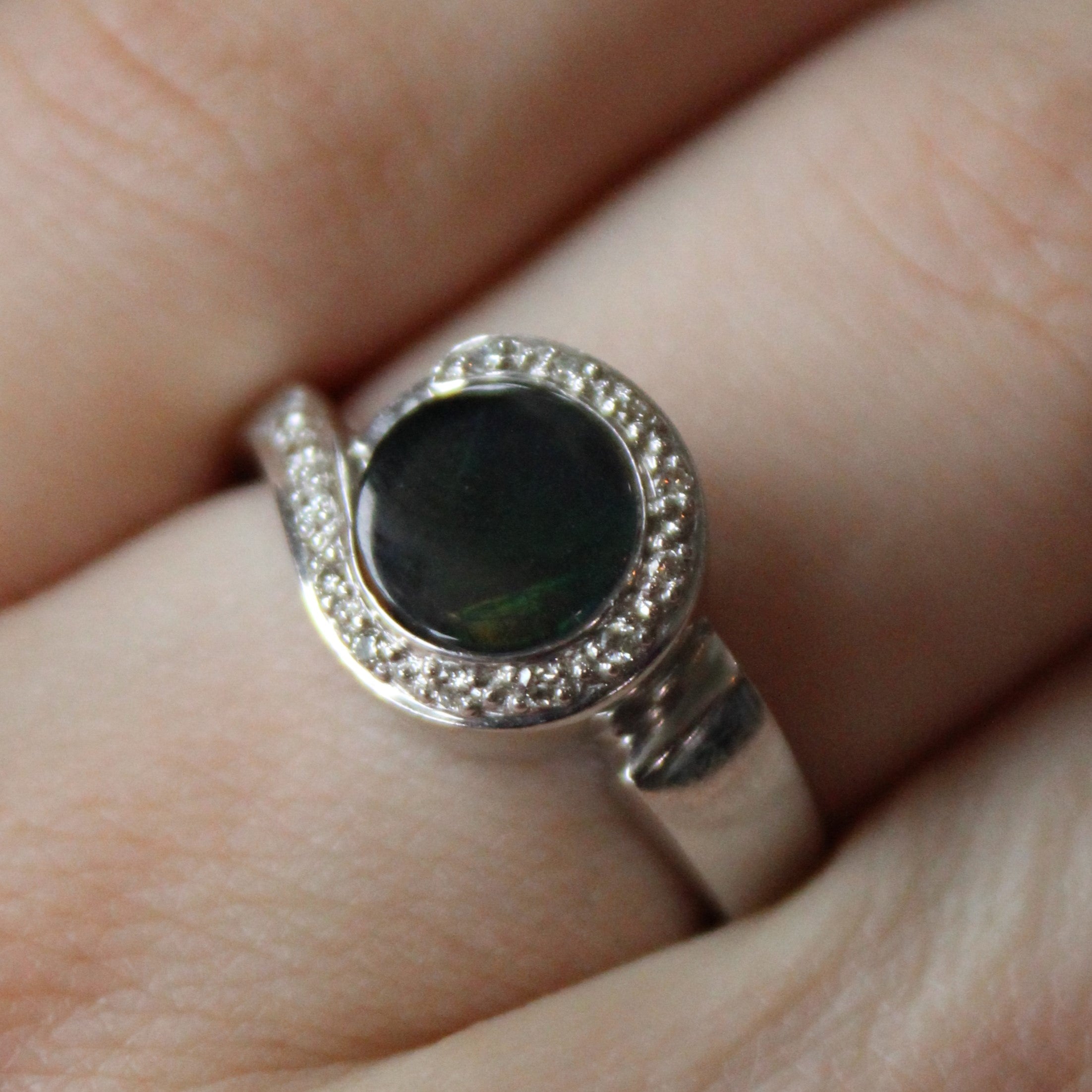 Ammolite & Diamond Ring | 0.90ct, 0.07ctw | SZ 8 |