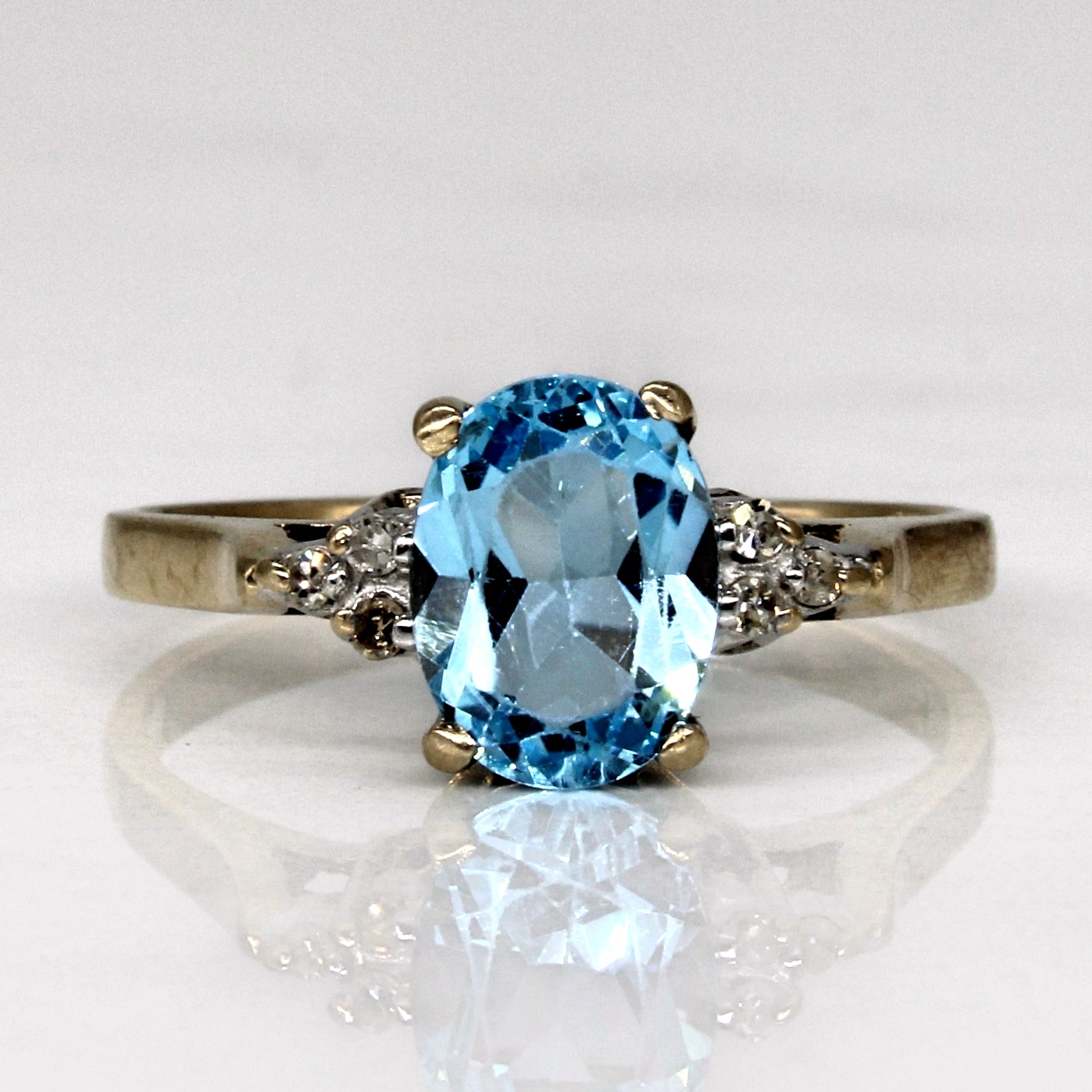 Blue Topaz & Diamond Ring | 1.50ct, 0.03ctw | SZ 6.75 |