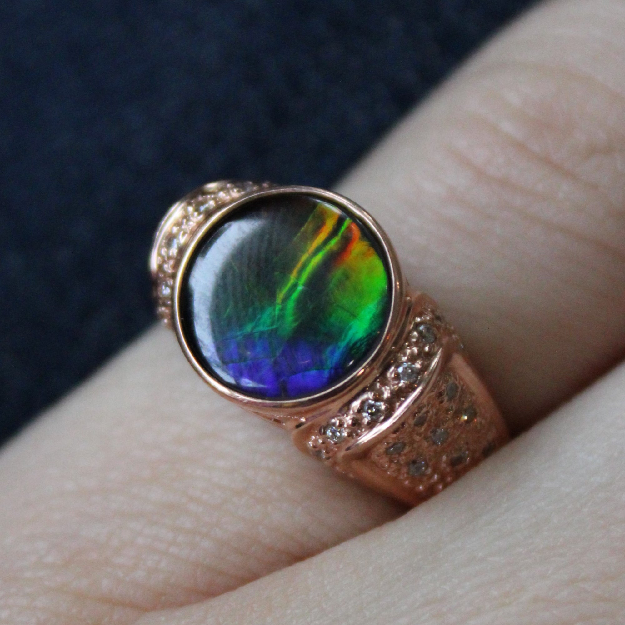 Ammolite & Diamond Cocktail Ring | 1.40ct, 0.17ctw | SZ 7 |