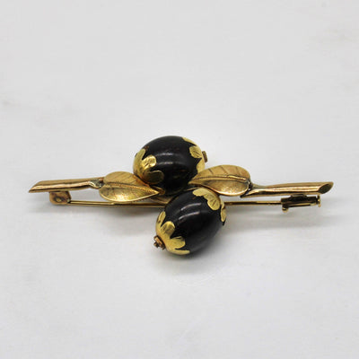 Mid Century Wood Bead Brooch |