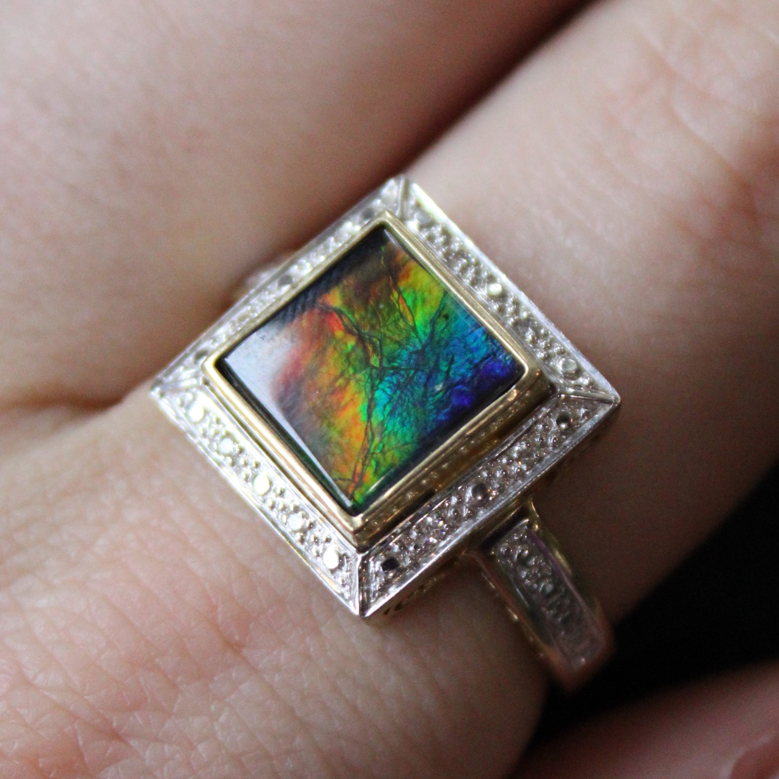 Ammolite Cocktail Ring | 1.40ct | SZ 10 |