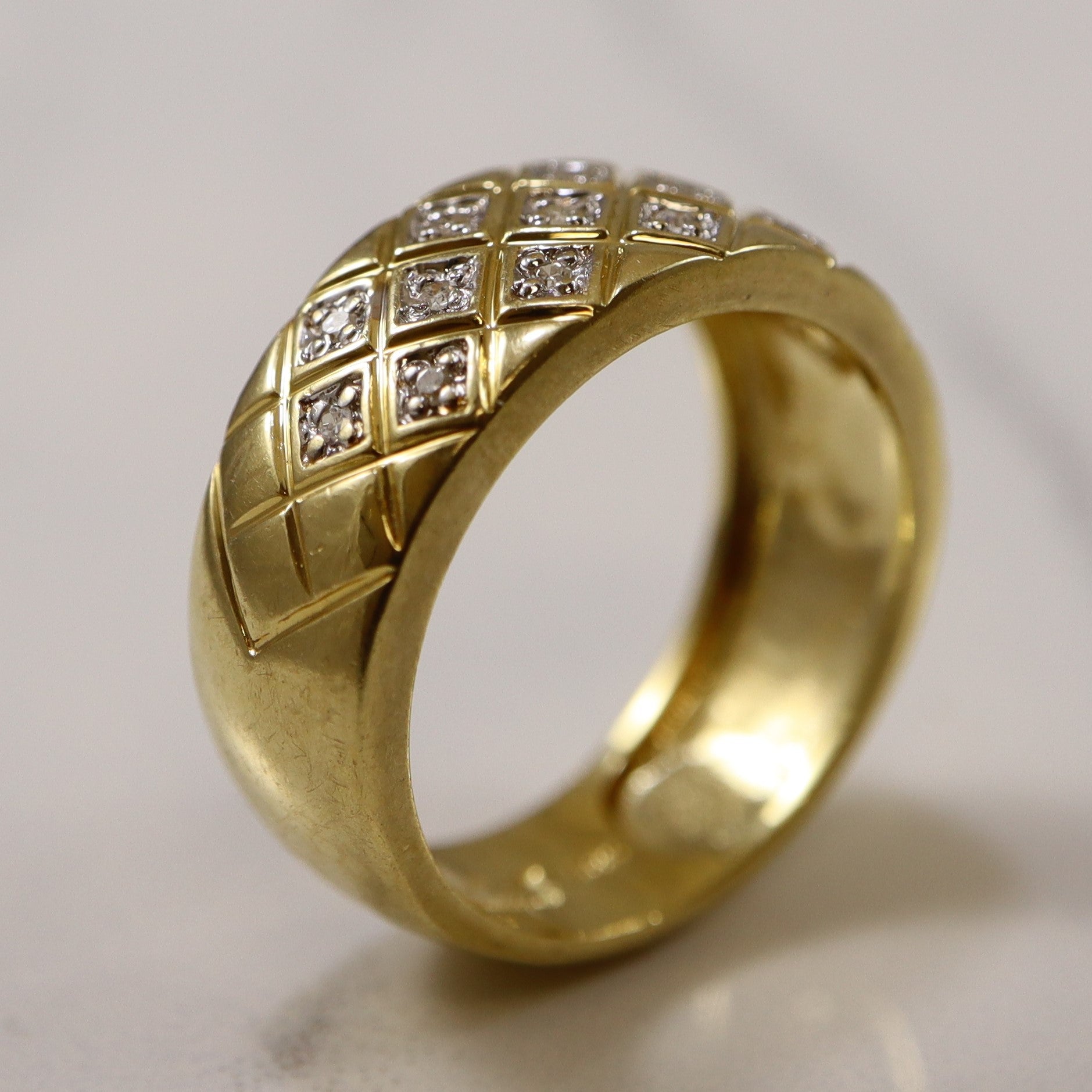 Pave Diamond Grid Textured Band | 0.16ctw | SZ 6.75 |
