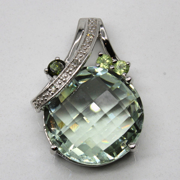 Green Quartz & Diamond Pendant | 8.20ctw, 0.01ctw |