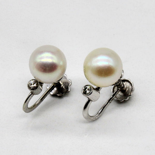 Pearl & Diamond Clip On Earrings | 0.06ctw |