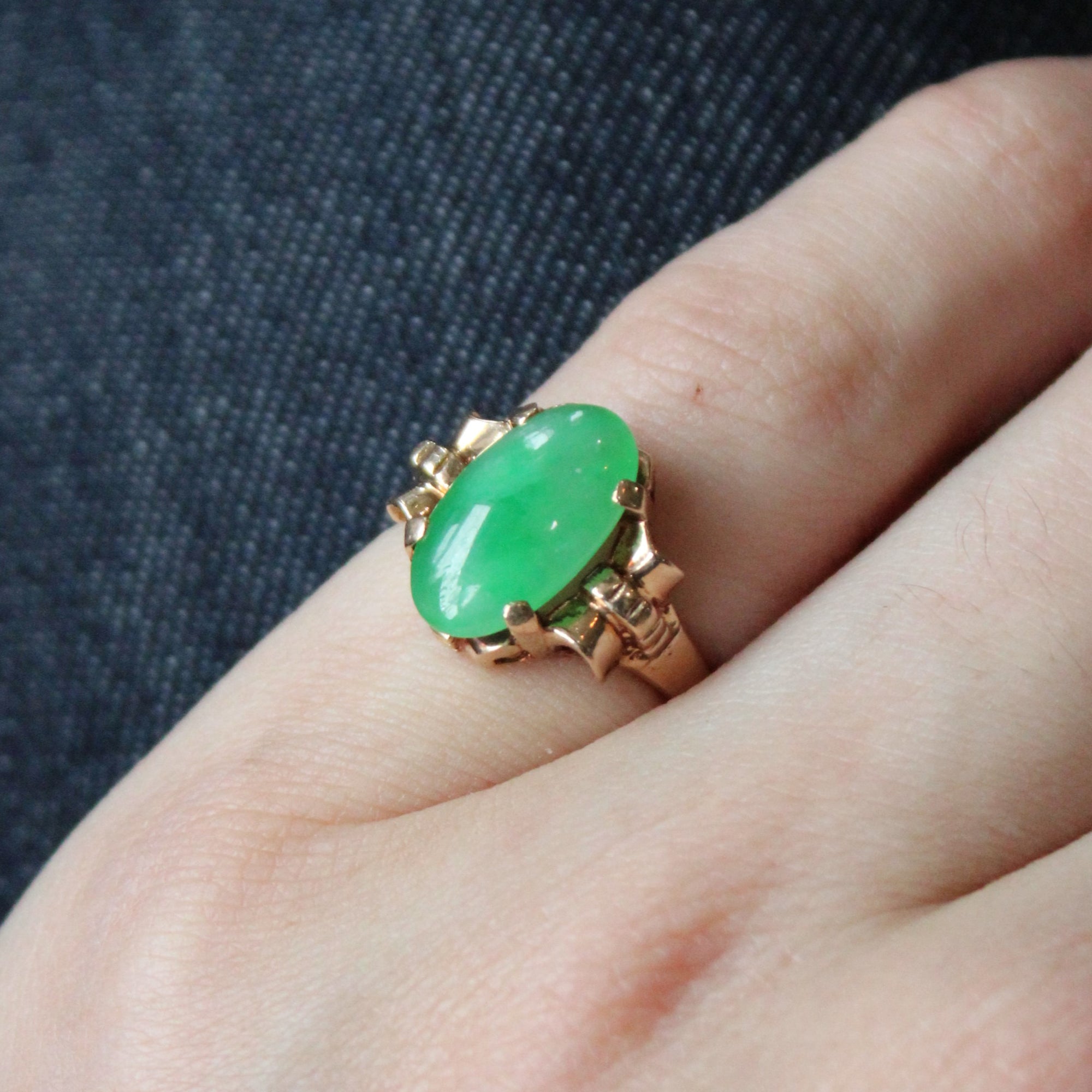 Ornate Jadeite Cocktail Ring | 2.95ct | SZ 5.25 |