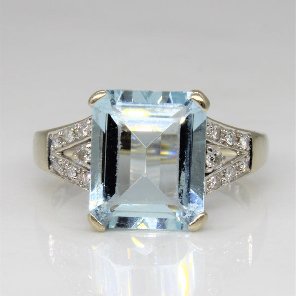 Aquamarine & Diamond Cocktail Ring | 3.50ct, 0.15ctw | SZ 6.75 |