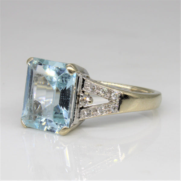 Aquamarine & Diamond Cocktail Ring | 3.50ct, 0.15ctw | SZ 6.75 |