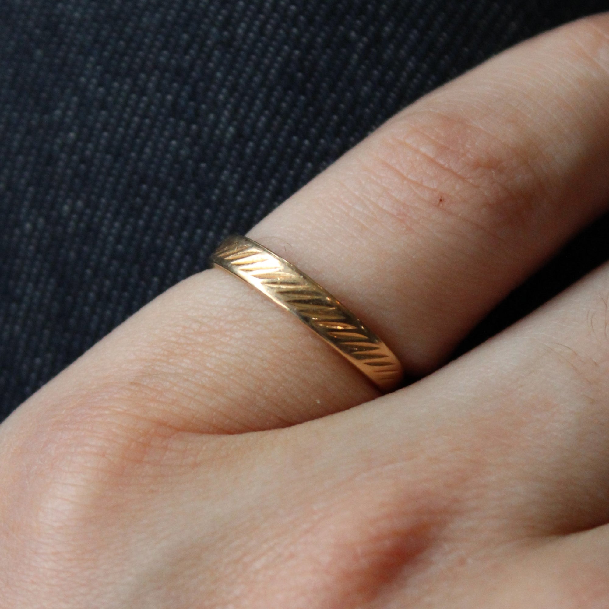 Tapered Yellow Gold Textured Band | SZ 6.25 |