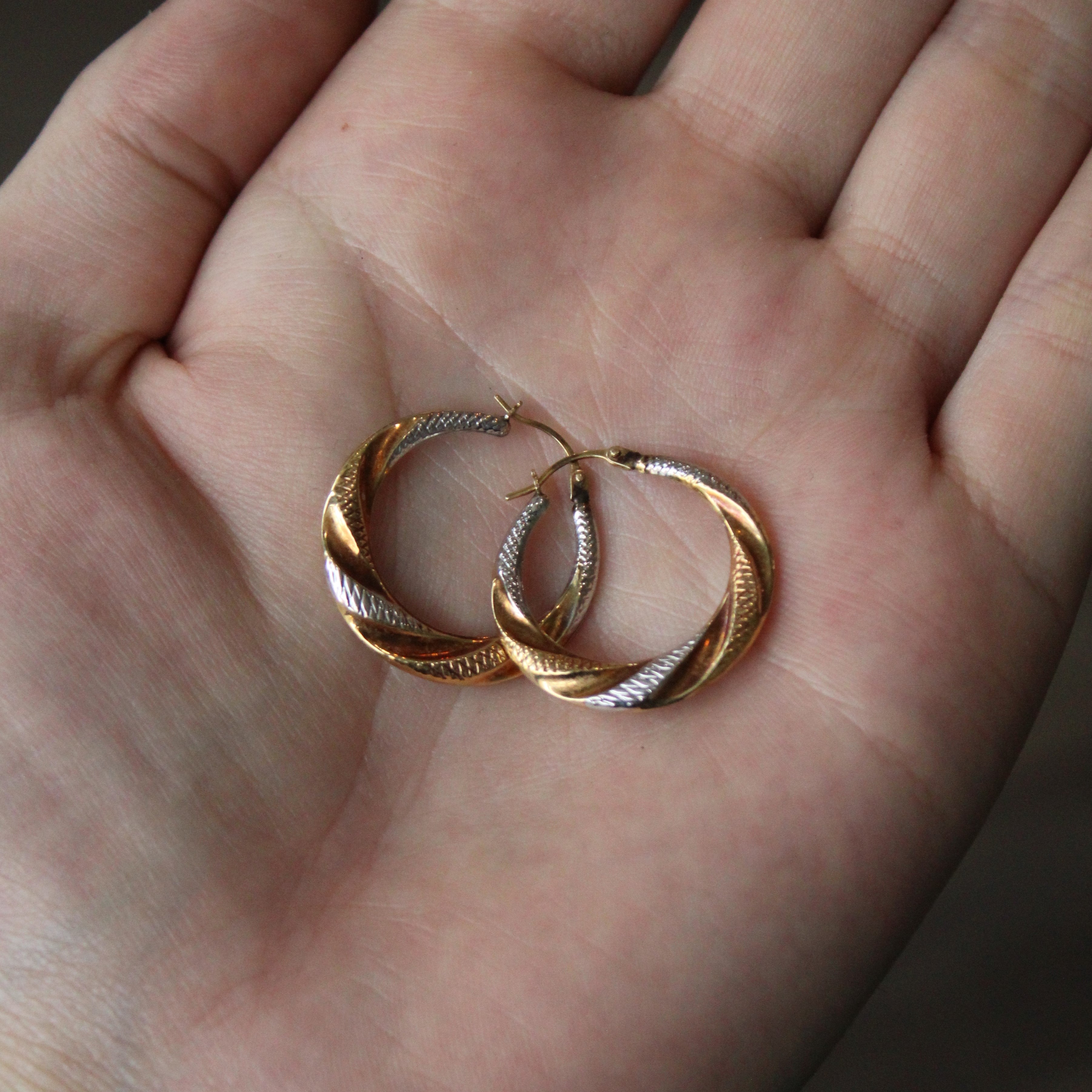 Tri Tone Gold Hoop Earrings |