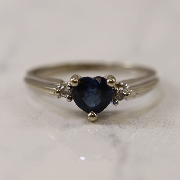 Heart Cut Sapphire & Diamond Ring | 0.02ctw, 0.50ct | SZ 6 |