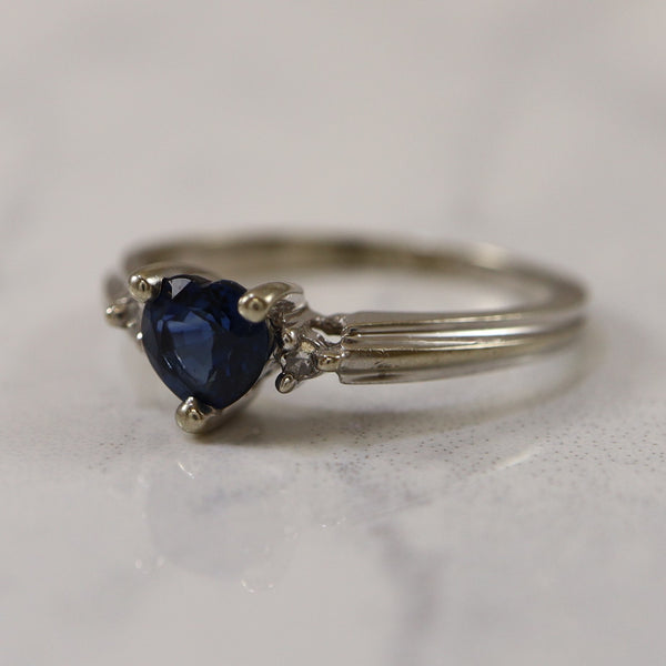 Heart Cut Sapphire & Diamond Ring | 0.02ctw, 0.50ct | SZ 6 |