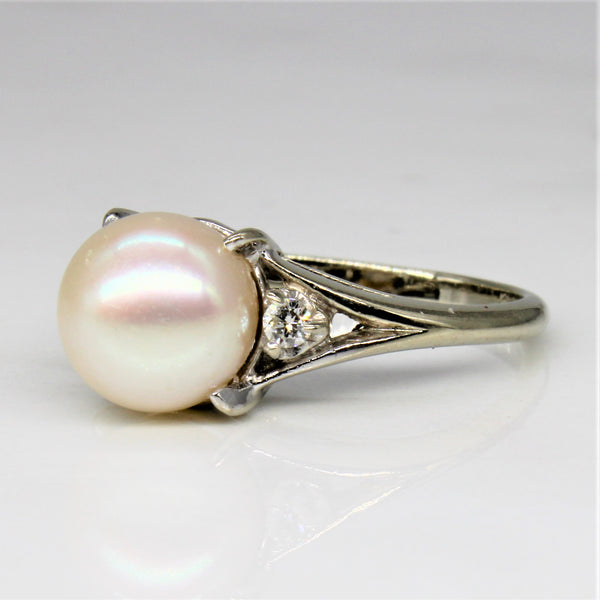 'Birks' Retro Pearl & Diamond Ring | 0.06ctw | SZ 6.25 |