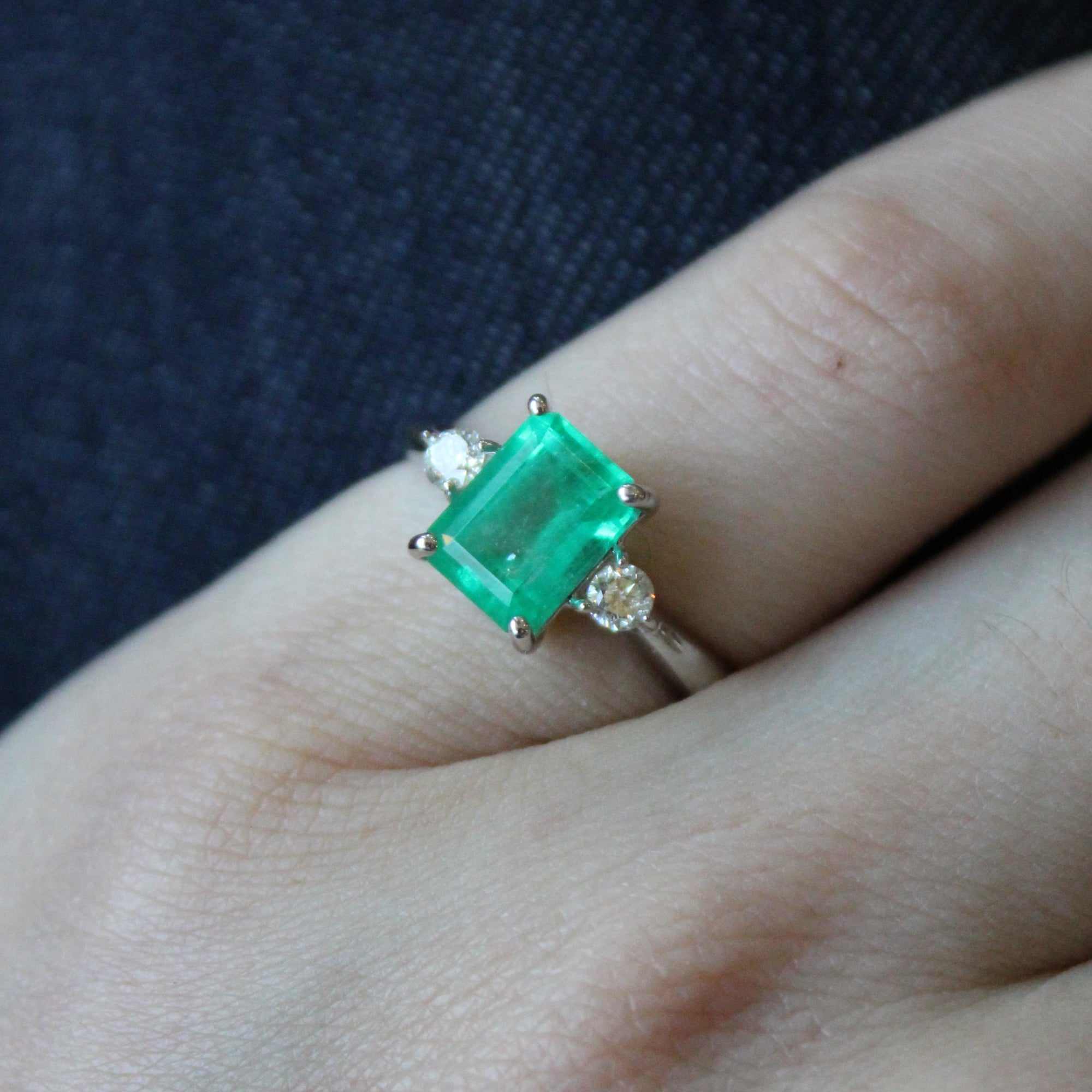 Emerald & Diamond Engagement Ring | 2.15ct, 0.20ctw | SZ 7 |