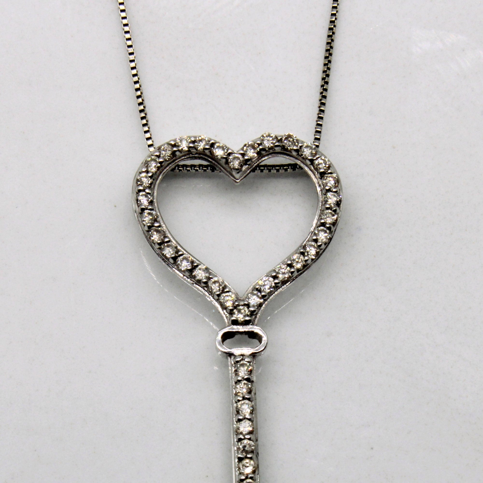 Diamond Heart Shaped Key Necklace | 0.18ctw | 18