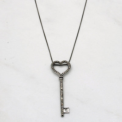 Diamond Heart Shaped Key Necklace | 0.18ctw | 18