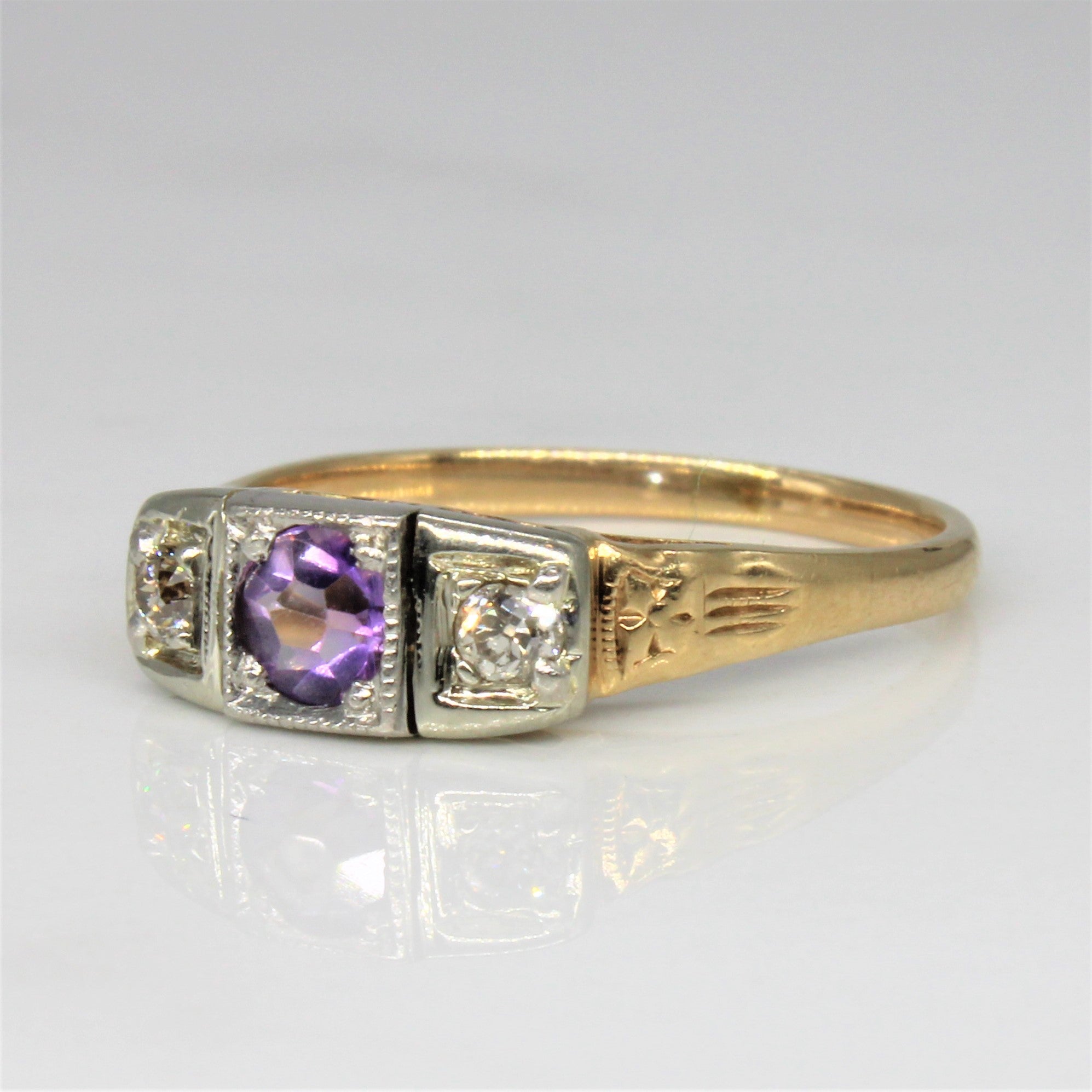 Amethyst & Old European Diamond Ring | 0.25ct, 0.10ctw | SZ 6.75 |