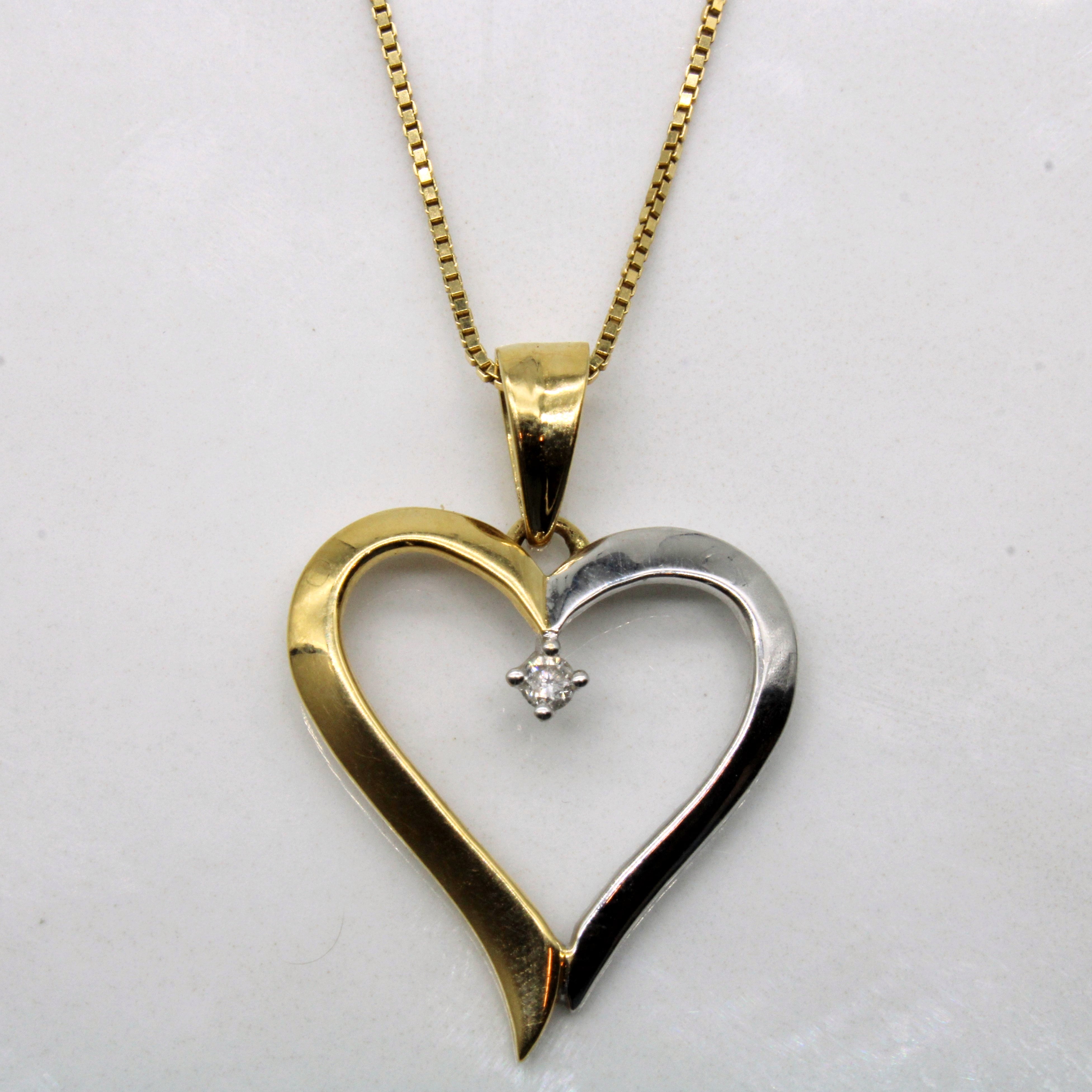Diamond Two Toned Heart Necklace | 0.04ct | 17" |