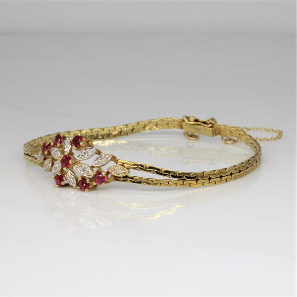 Ruby & Diamond Bracelet | 0.50ctw, 0.07ctw | 7