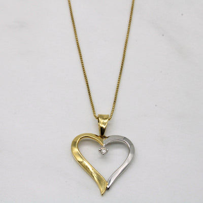 Diamond Two Toned Heart Necklace | 0.04ct | 17