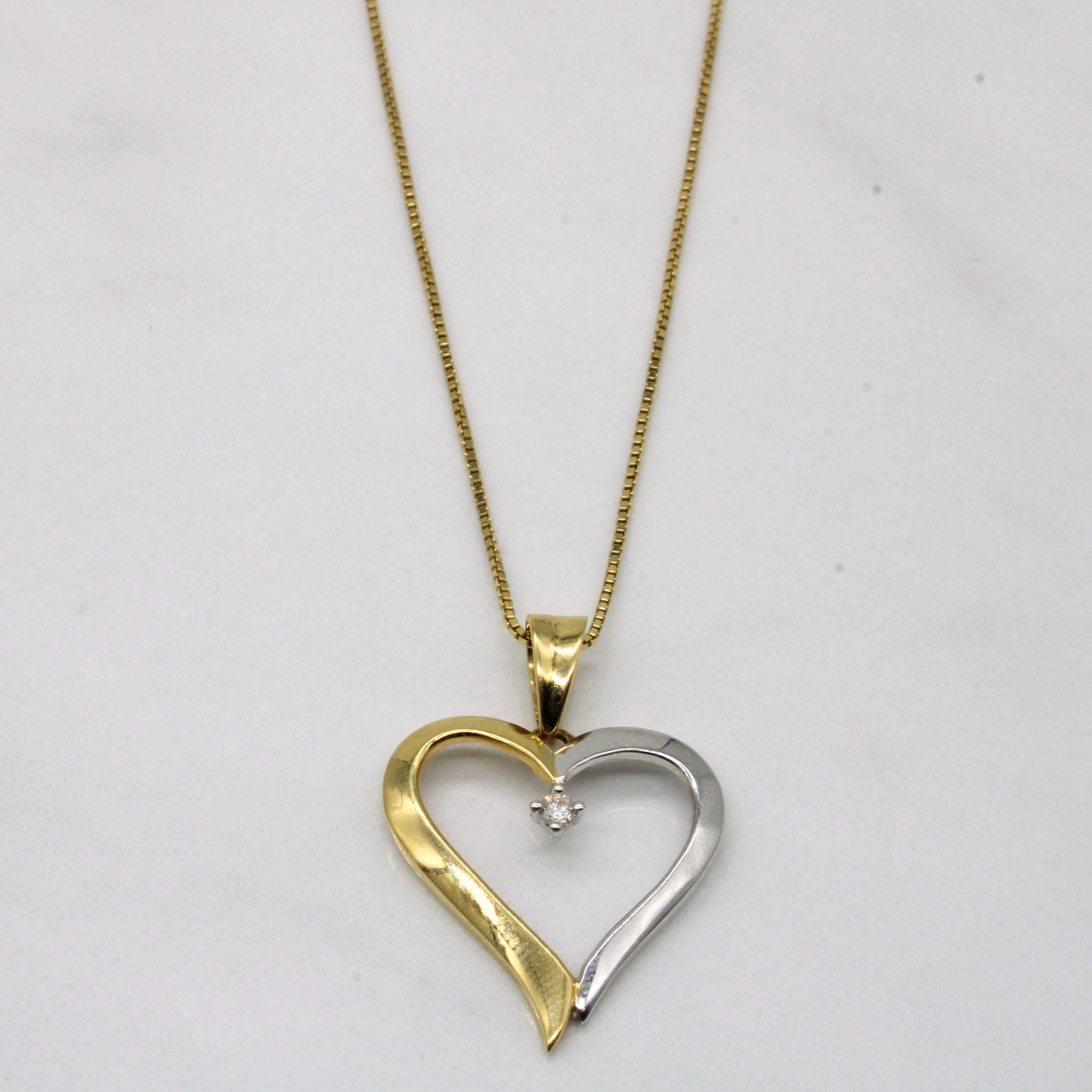 Diamond Two Toned Heart Necklace | 0.04ct | 17