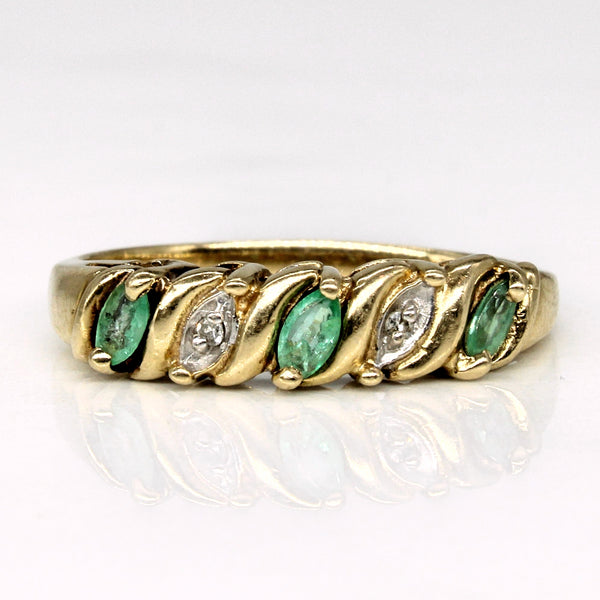 Five Stone Synthetic Emerald & Diamond Ring | 0.15ctw, 0.01ctw | SZ 8.25 |