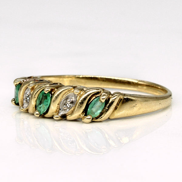 Five Stone Synthetic Emerald & Diamond Ring | 0.15ctw, 0.01ctw | SZ 8.25 |