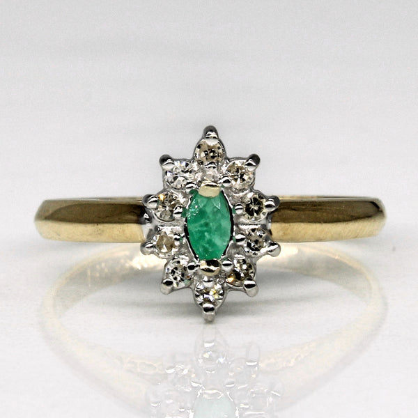Diamond & Emerald Cluster Ring | 0.05ctw, 0.03ct | SZ 5.75 |