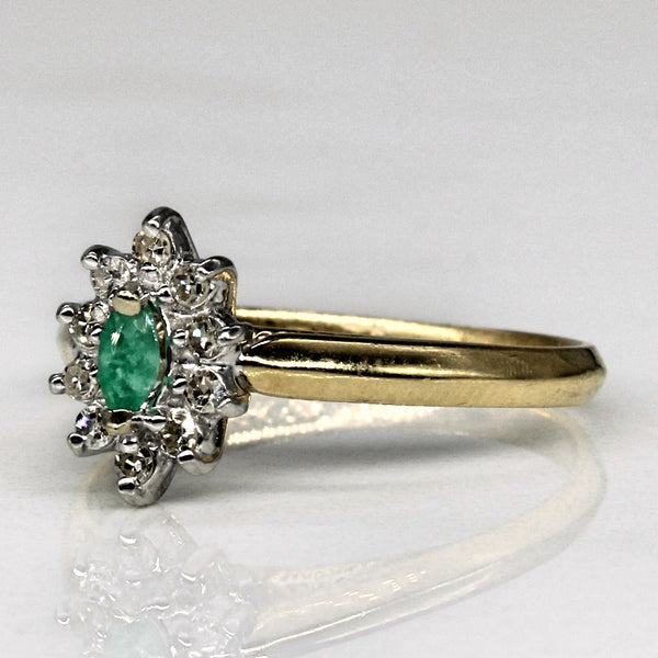 Diamond & Emerald Cluster Ring | 0.05ctw, 0.03ct | SZ 5.75 |