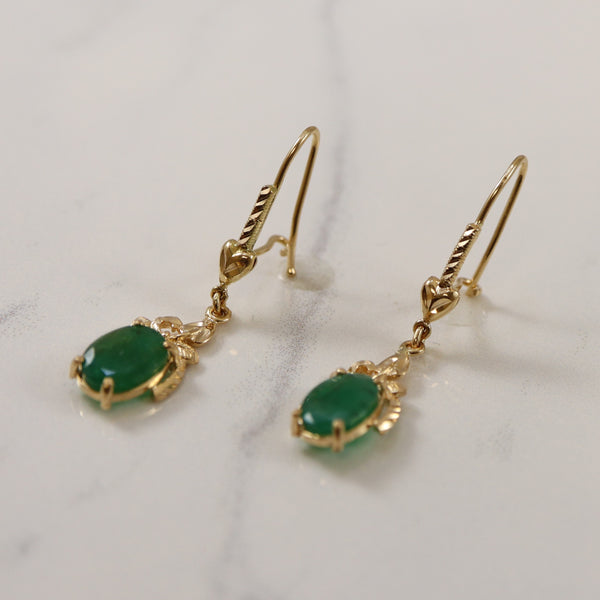 Heart Detailed Emerald Drop Earrings | 2.20ctw |