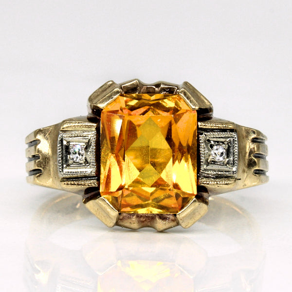 Retro Synthetic Yellow Sapphire & Diamond Ring | 3.78ct, 0.02ctw | SZ 9.25 |
