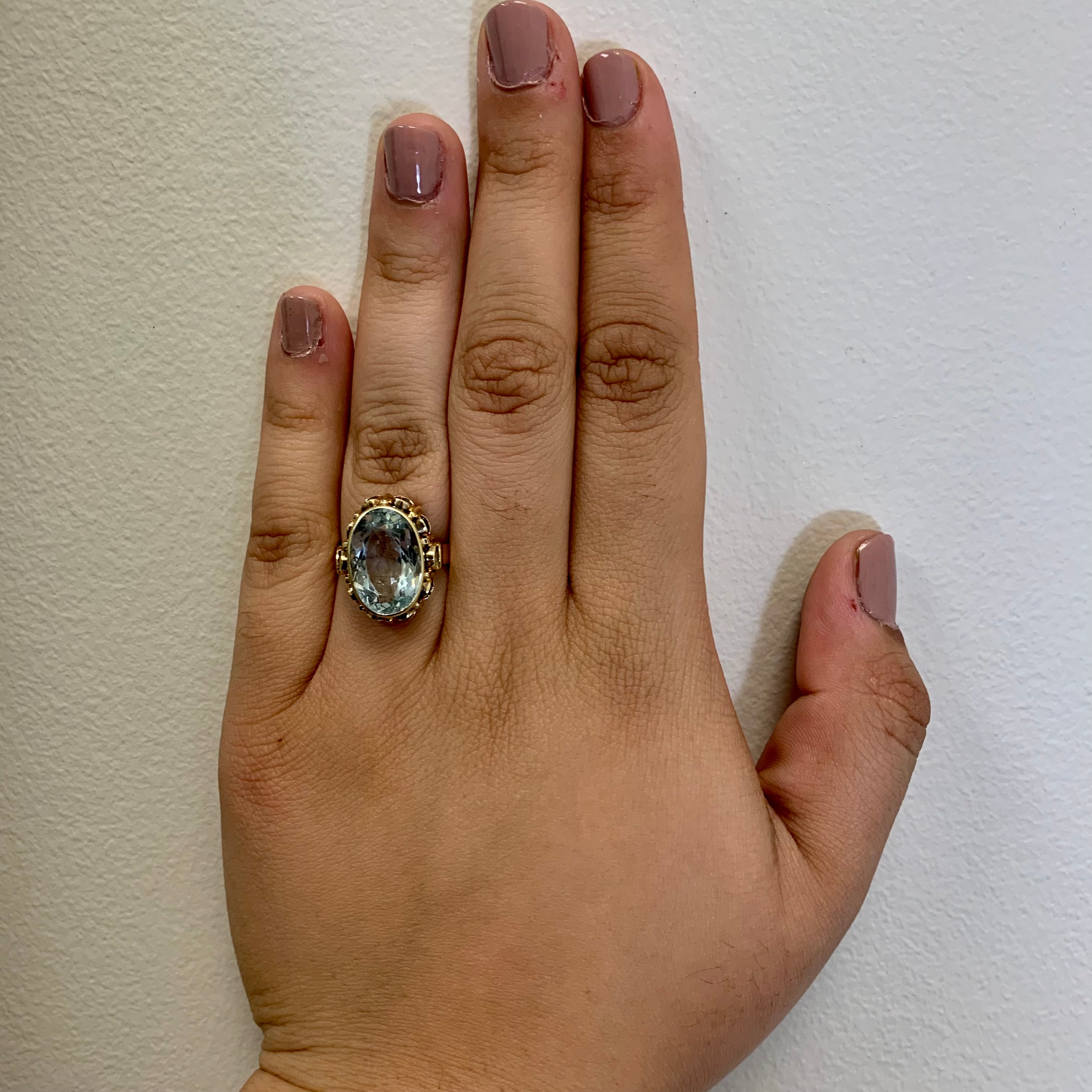Bezel Set Aquamarine Cocktail Ring | 5.50ct | SZ 7 |
