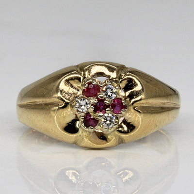 Cluster Set Ruby & Diamond Ring | 0.08ctrw, 0.05ctw | SZ 7.5 |